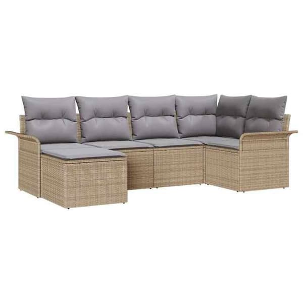 Maison Exclusive - 6 osan beige polyrottinkinen puutarhakalustesetti