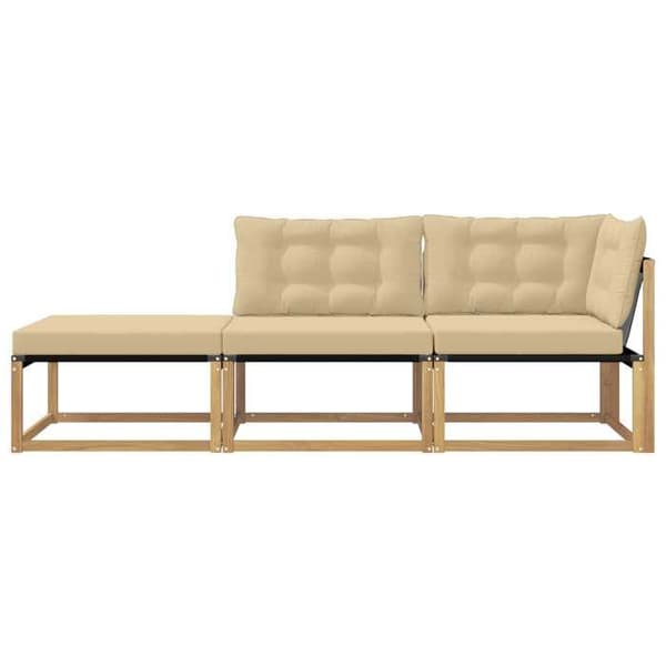 Modulær udendørs sofa - EKSKLUSIV HUS - Modulær - Massiv akacie - Poly. puder - Anti-fade Textilene. Vit