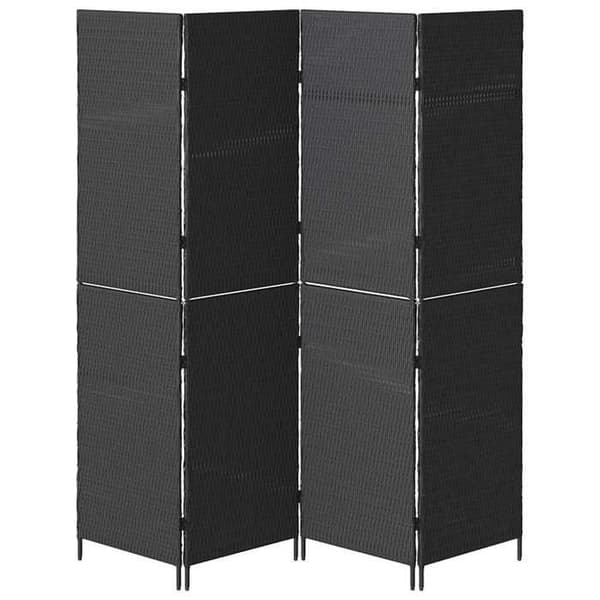 Paravent - MAISON EXCLUSIVE - 195 x 180 cm - Polyrotin - Sort - Sammenklappelig Svart