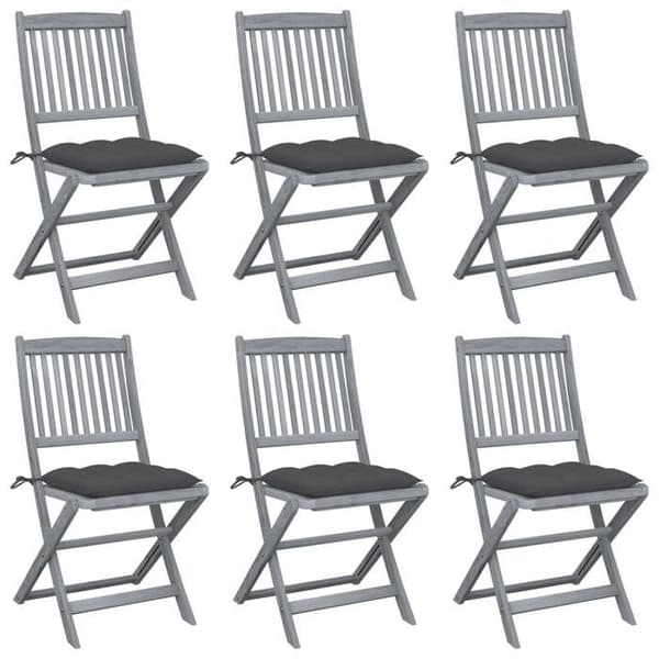 Maison Exclusive - Fällbara utomhusstolar set om 6 och kuddar i akaciaträ