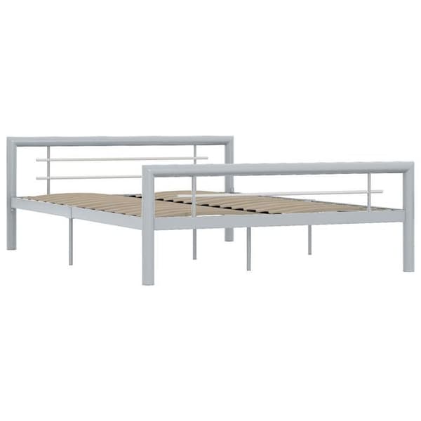 Sengestel - EKSKLUSIV HUS - 160x200 - Grå og hvid - Metal - Lamelseng Grå och vit