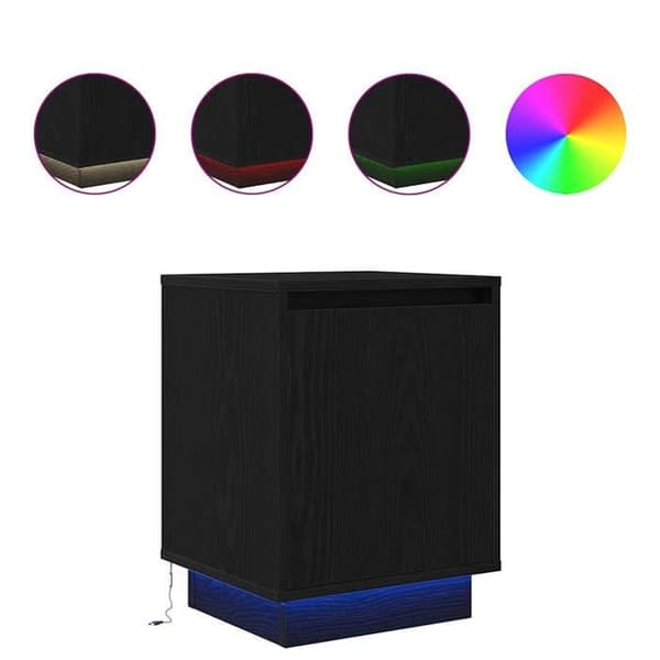 Maison Exclusive - Natbord med LED-lys sort 38x34x50 cm