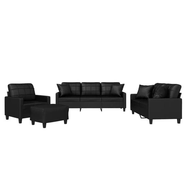 Maison Exclusive - Sæt af 4 sofaer med sorte kunstlæderpuder