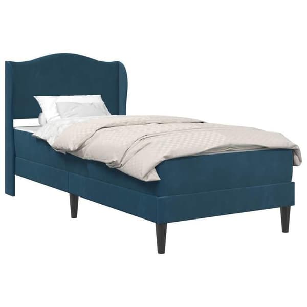 Maison Exclusive - Sängram med madrass Blå 90 x 200 cm Sammet Blå