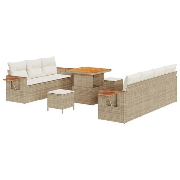 Trädgårdsmöbelset - EXKLUSIV HEM - Modulär - Beige - Polyrotin & akaciaträ - 10 delar beige