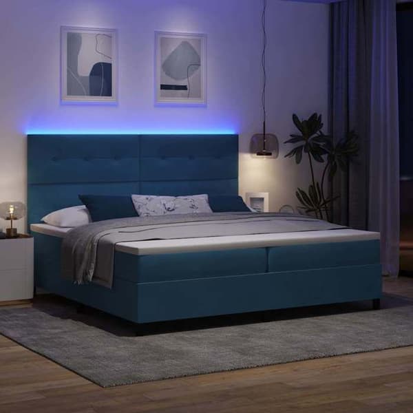 Maison Exclusive - Sininen LED-jousipatja 200 x 200 cm Sametti