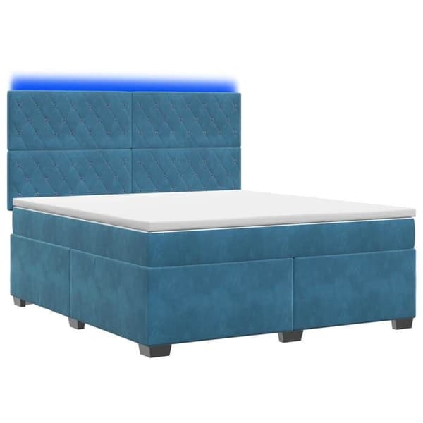 Maison Exclusive - Boxspring säng med madrass Blå 140 x 200 cm Sammet