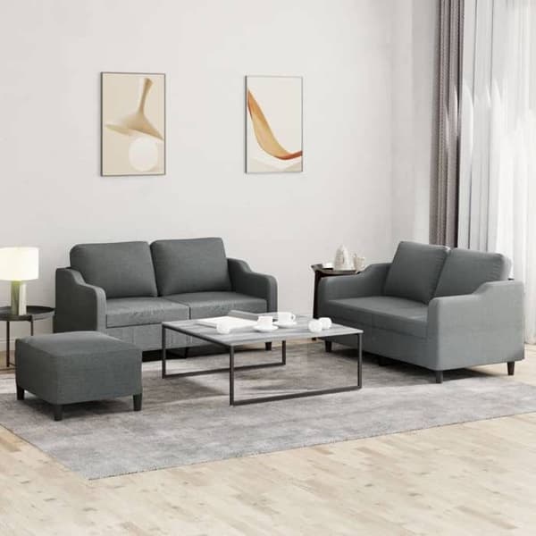 Maison Exclusive - Sæt af 3 sofaer med puder Mørkegrå Stof
