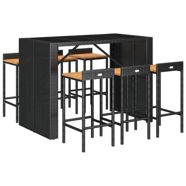 Havemøbel sæt - Maison Exclusive - 7 stk - poly rattan sort - sæder i akacietræ