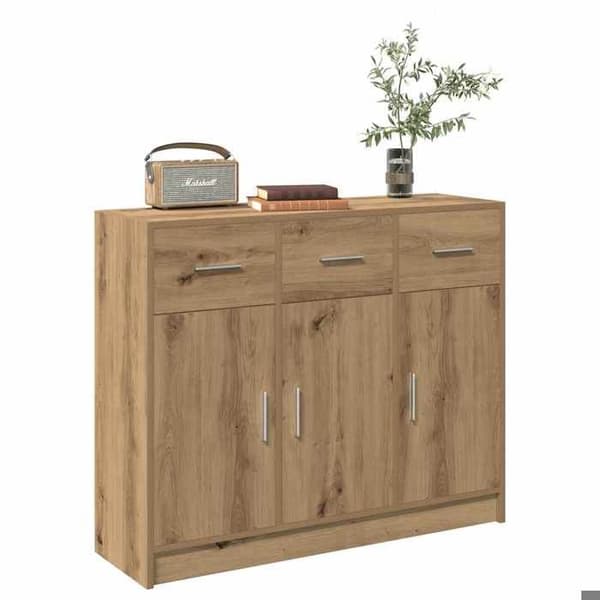 Maison Exclusive - Buffet i egetræ, håndlavet 91x28x75 cm, ingeniørtræ