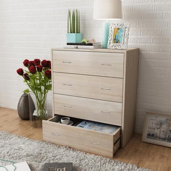 Maison Exclusive - Buffet med 4 skuffer 60 x 30,5 x 71 cm Egetræ farve Ek