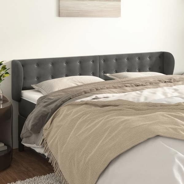Maison Exclusive - Päätylevy korvilla Tummanharmaa 203x23x78/88 cm Sametti Mörkgrå