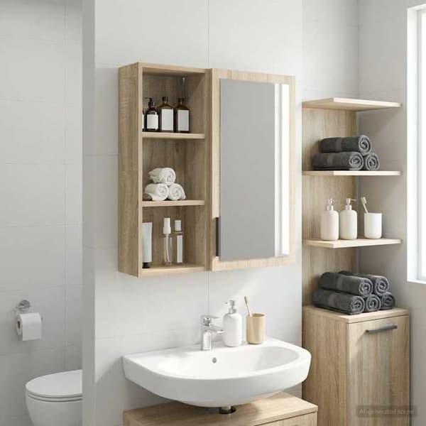 Maison Exclusive - Vægskab til badeværelse Eg Sonoma 30 x 14 x 70 cm
