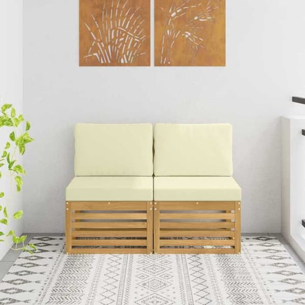Udendørs sofa - EKSKLUSIV HUS - 2 pladser - Massiv akacie - Lamel design - Hvid Vit