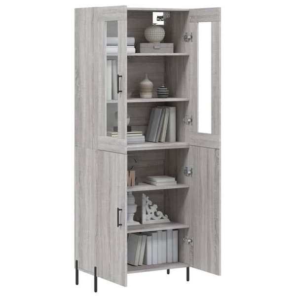Maison Exclusive - Buffé hög Sonoma grå 69,5x34x180 cm Ingenjörsträ