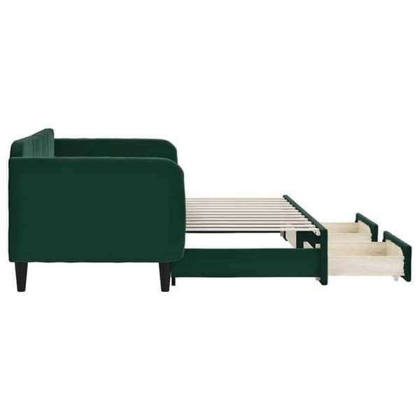Päivävuode - EXCLUSIVE KOTI - 80x200 cm - Vihreä sametti - 2-in-1 vuode - Säilytyslaatikot