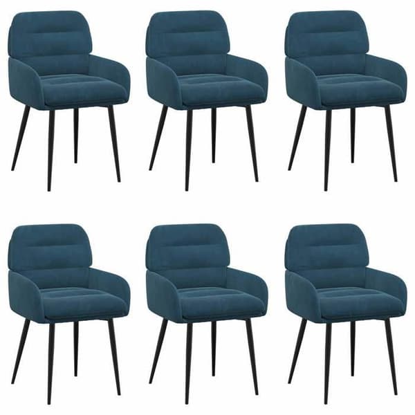 Maison Exclusive - Matstolar 6 st Sammet Blå 59 x 59,5 x 90 cm