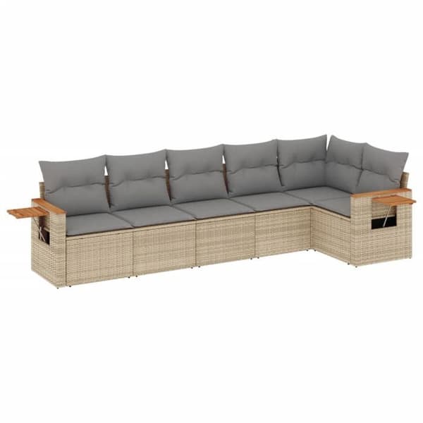 Maison Exclusive - Trädgårdsmöbler med kuddar 6 delar beige flätad resin