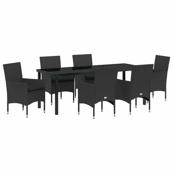 Maison Exclusive - 7 pc have spisebordssæt i sort polyrotin Svart