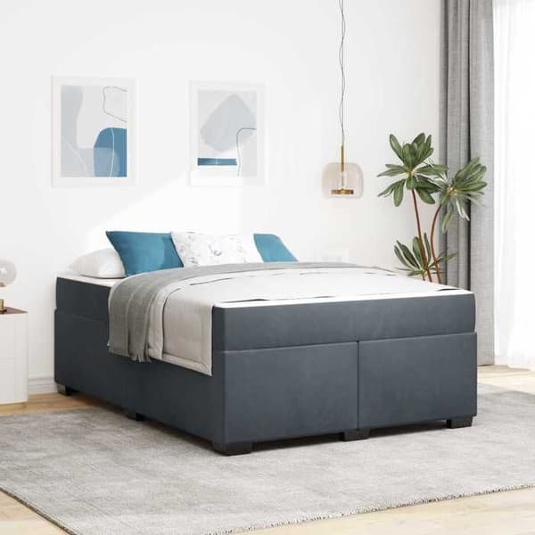Maison Exclusive - Sängram med madrass Mörkgrå 140 x 200 cm tyg Mörkgrå