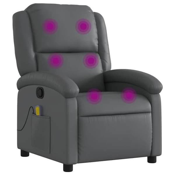Maison Exclusive - Læderlook massagestol med justerbar ryg i grå