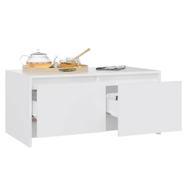 Bord - EKSKLUSIV HUS - 90 x 50 x 41,5 cm - Hvid - 2 skuffer - Træ (spånplader) Vit
