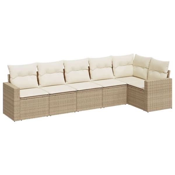 Modulsofa - EKSKLUSIV HUS - Sæt med 6 dele - Vævet harpik - Beige - Opbevaring under sæde beige
