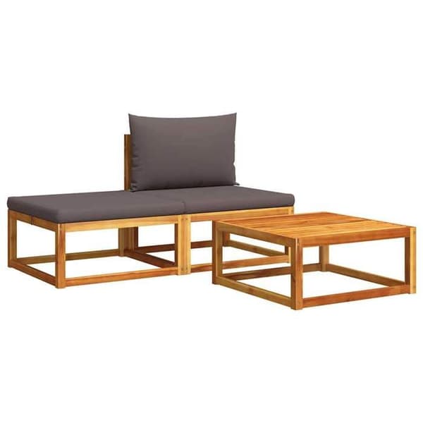 Maison Exclusive - 3-delars trädgårdsoffor med kuddar, akaciaträ och rep.