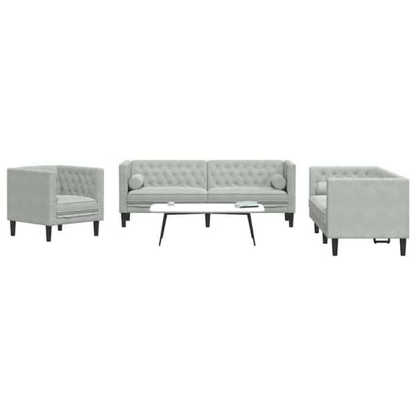 Maison Exclusive - Soffa 3 delar Ljusgrå Sammet