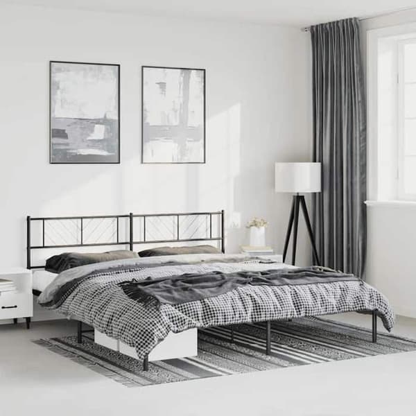 Maison Exclusive - Metal sengestel uden madras med sort hovedgærde 193x203cm