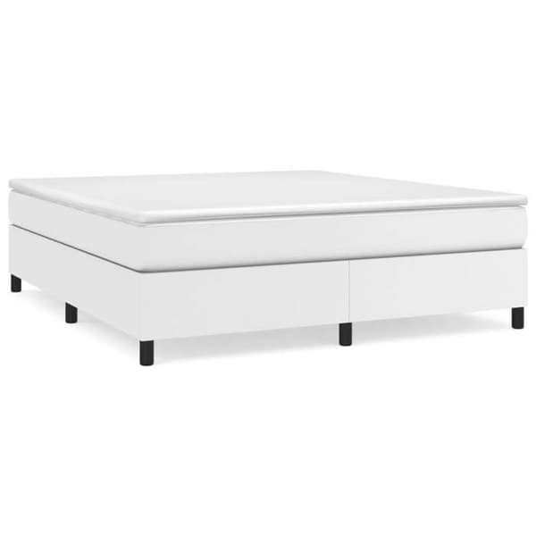Sengestel - EKSKLUSIV HUS - 160x200 cm - Kunstlæder hvid - Krydsfiner lameller - Robuste ben Vit