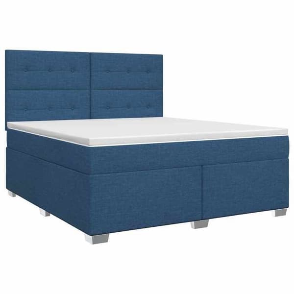 Sängram med madrass - EXKLUSIV HEM - Boxspring-säng - Blå - 140x190 cm - Tyg Blå