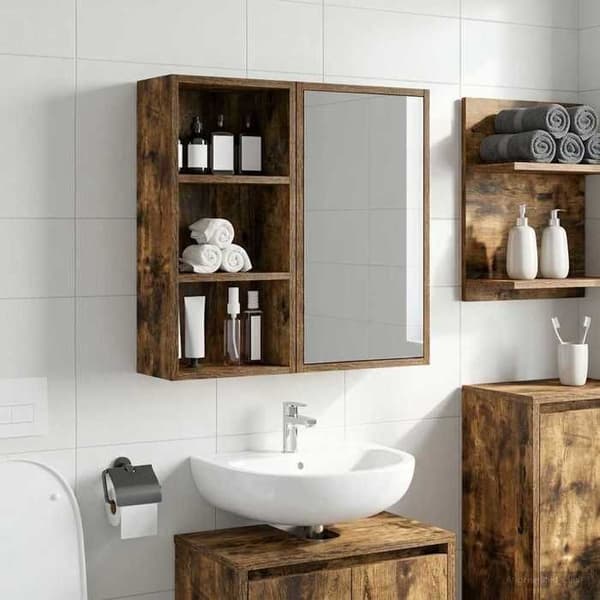 Maison Exclusive - Vægskab til badeværelse Røget Eg 30 x 16 x 62,5 cm