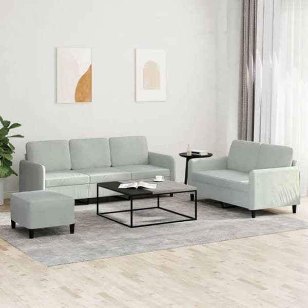 Maison Exclusive - Sæt af 3 sofaer i lys grå velour