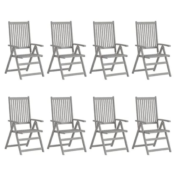 Maison Exclusive - Havestole med vippefunktion og puder sæt af 8 Grå Akacie