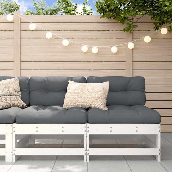 Maison Exclusive - Centrala soffor med kuddar 2 st vit massiv furu Vit
