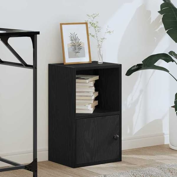 Maison Exclusive - Bibliotek i sort egetræ 31x24x52 cm ingeniørtræ