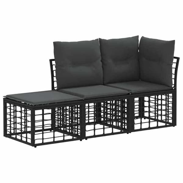 Maison Exclusive - Sæt af 3 udendørs sofaer Sort Polyester