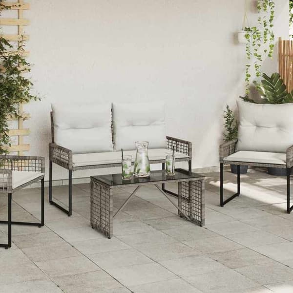 Havemøbel - MAISON EXCLUSIVE - 80 x 40 x 40 cm - Poly rattan PE & glas - Grå og sort - Rektangulær Grå och svart