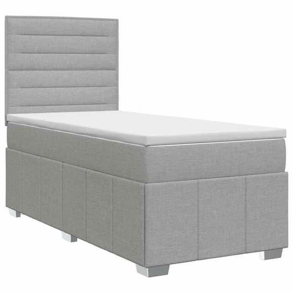 Maison Exclusive - Boxspring säng med madrass Ljusgrå 100 x 200 cm Tyg