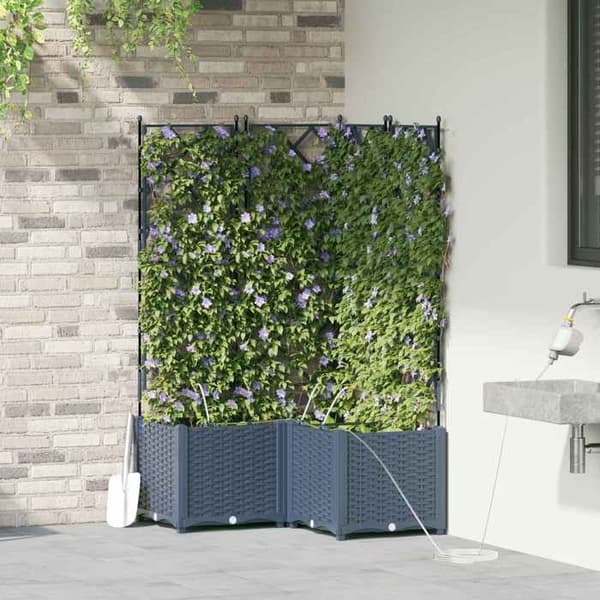 Jardinière - EXKLUSIVT HUS - 80 x 80 x 142 cm - Polypropen - Grå - Pack 3 stycken Grå