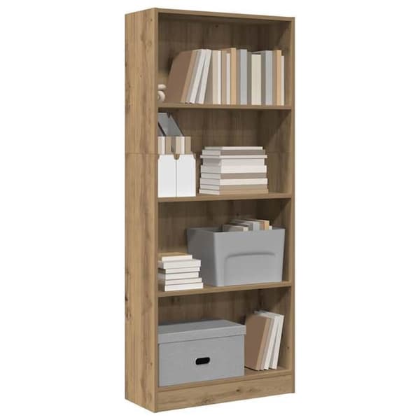 Maison Exclusive - Bibliotek i egetræ, håndlavet 60x24x143 cm, ingeniørtræ