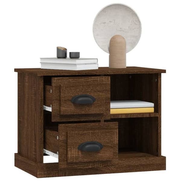 Maison Exclusive - Nattens bord i brunt egetræ 60x35,5x45 cm brun ek