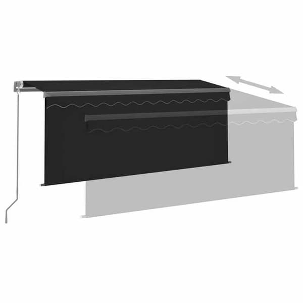 Fällbart tak - EXKLUSIV HUS - Manual - 3,5 x 2,5 m - Pulverlackerad aluminium - Solenergi LED antracit