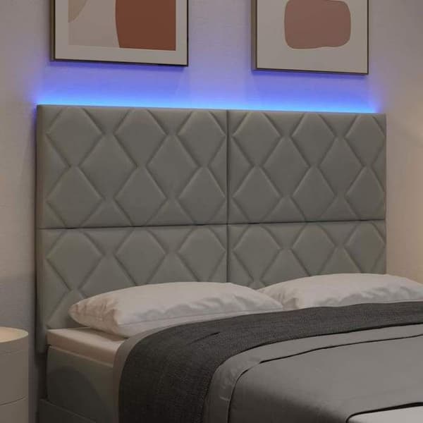 Maison Exclusive - LED Hovedgærde Lys Grå 144 cm Velour Ljusgrått