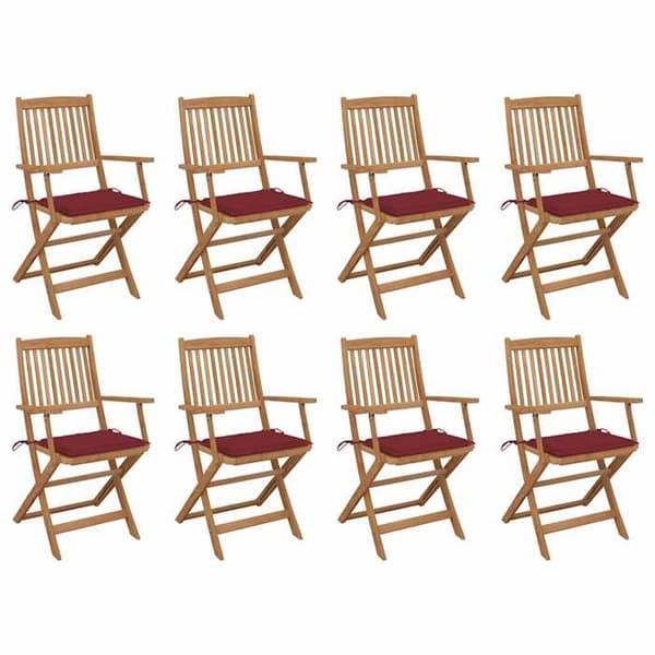 Maison Exclusive - Fällbara utomhusstolar och kuddar set om 8 Akaciaträ
