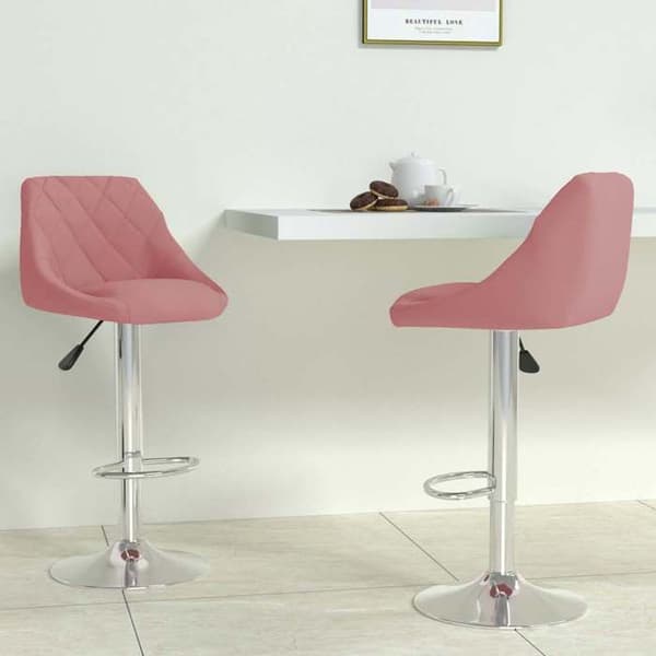 Maison Exclusive - Barstolar set om 2 rosa sammet
