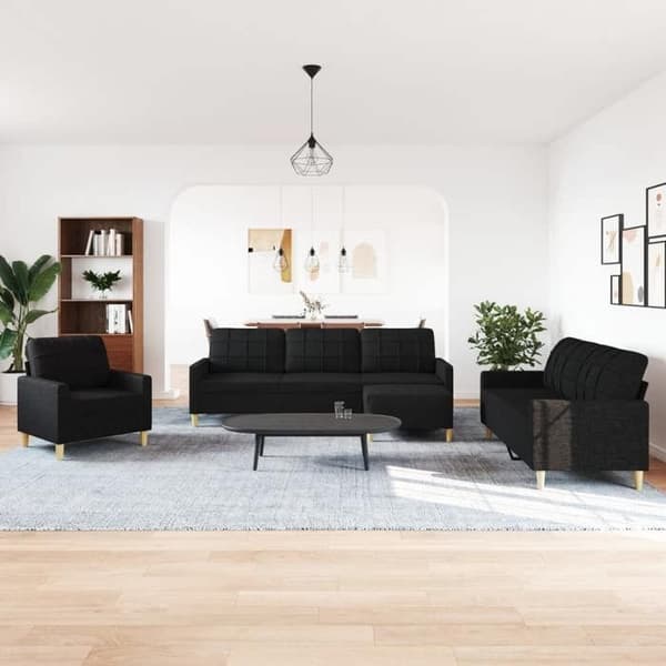 Maison Exclusive - 4 osan sohvasetti mustalla kangaspedillä