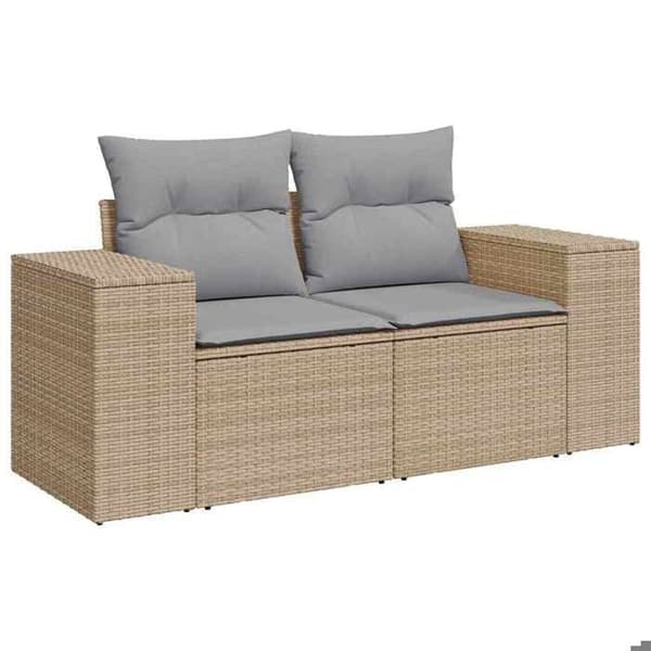 Maison Exclusive - Beige ja vaaleanharmaa polyrottinkinen puutarhakalustesarja