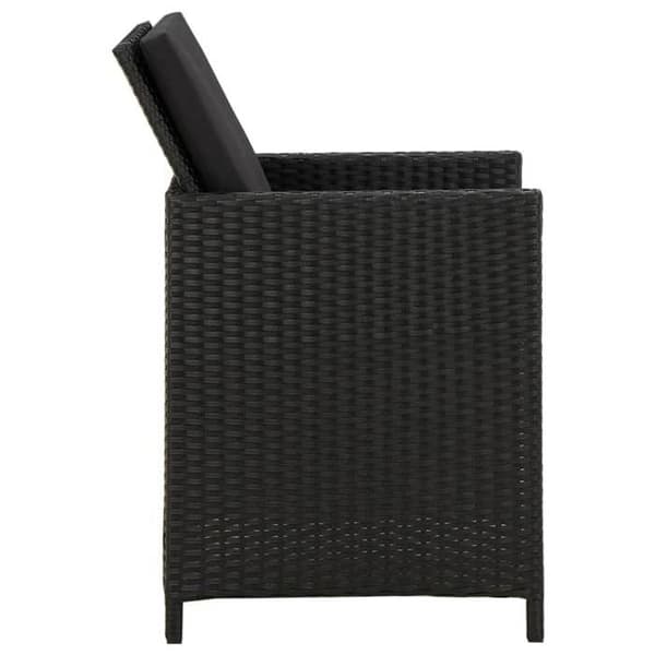 Maison Exclusive - Trädgårdsstolar set om 2 med kuddar, flätad resin, svart